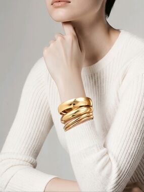 Stacked Gold Cuff Bracelet Set